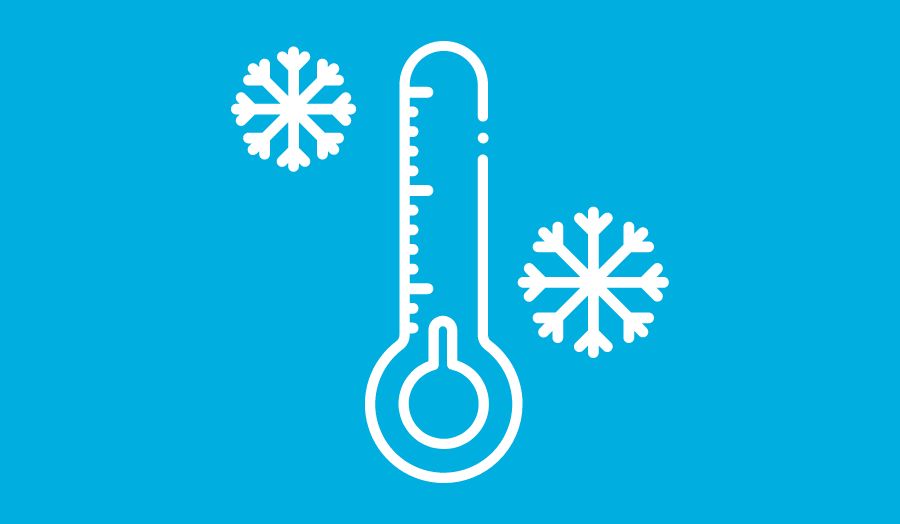 Graphic of thermometer and snowflakes