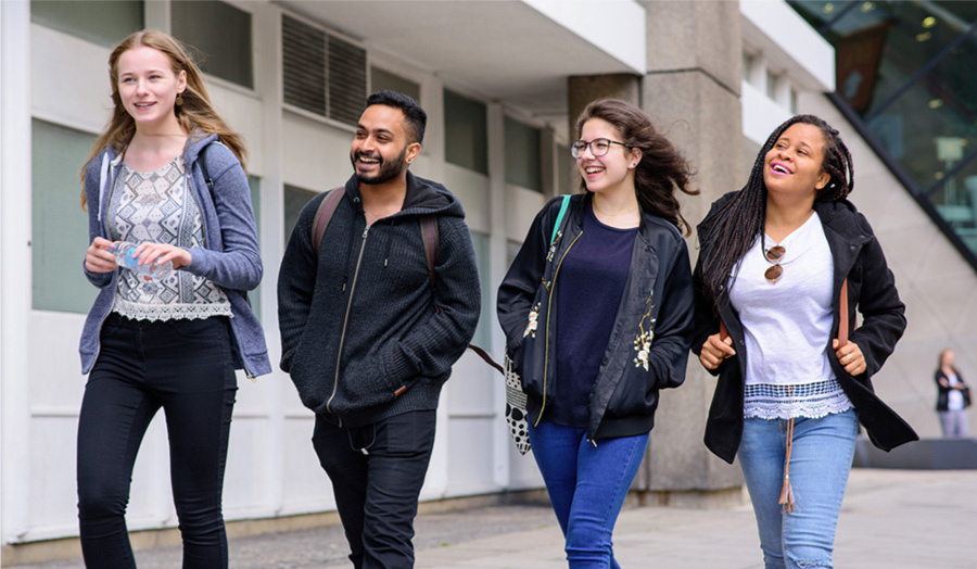 Students walking past Holloway campus