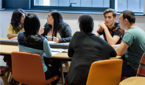 Students talking in university