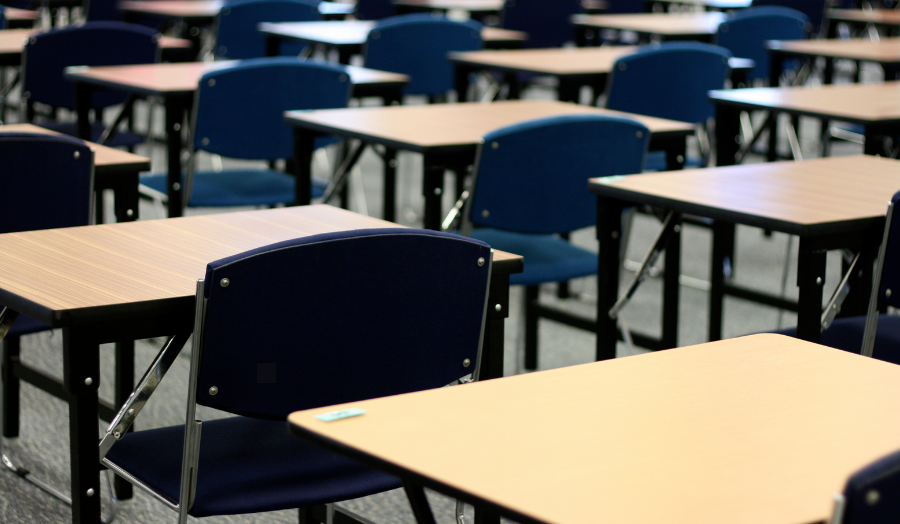 Tables set up for examinations