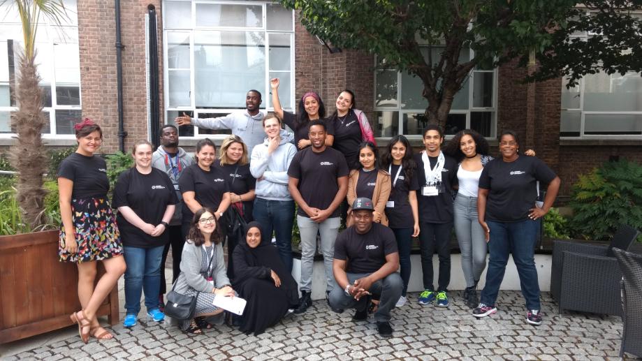 Student Ambassadors gathered in the courtyard