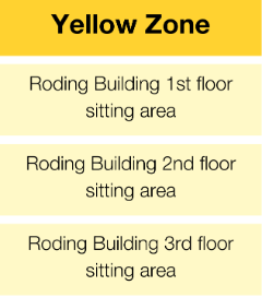 Yellow Zone, Roding Building 1st floor sitting area, Roding Building 2nd floor sitting area, Roding Building 3rd floor sitting area