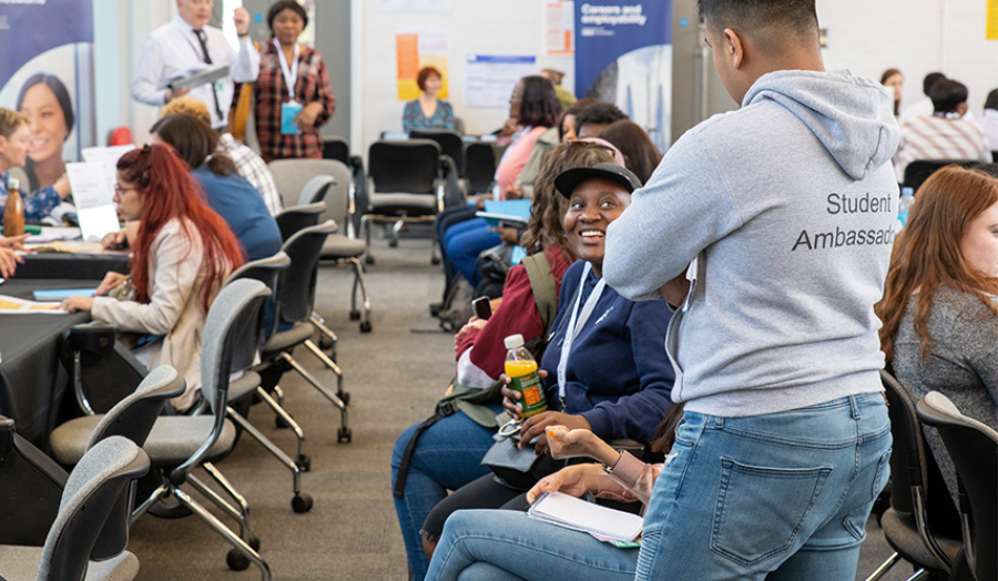 Group of students taking part in the open day at the university