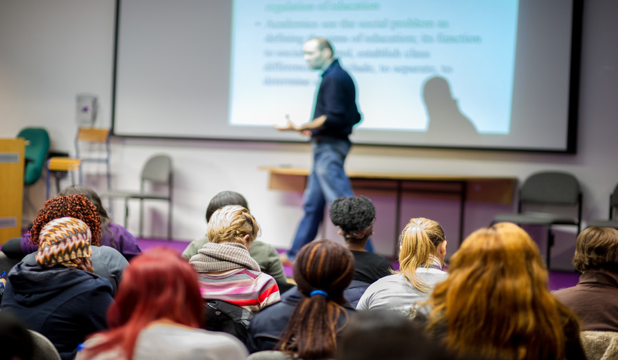 Lecturer presenting to class