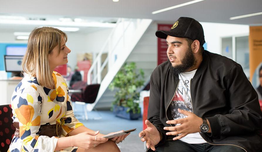 A London Met student getting support on campus