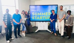 Group photo of some of the London Met students and graduates taking part in Summer Startup