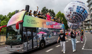 London Met staff and students on their float at Pride in London 2025